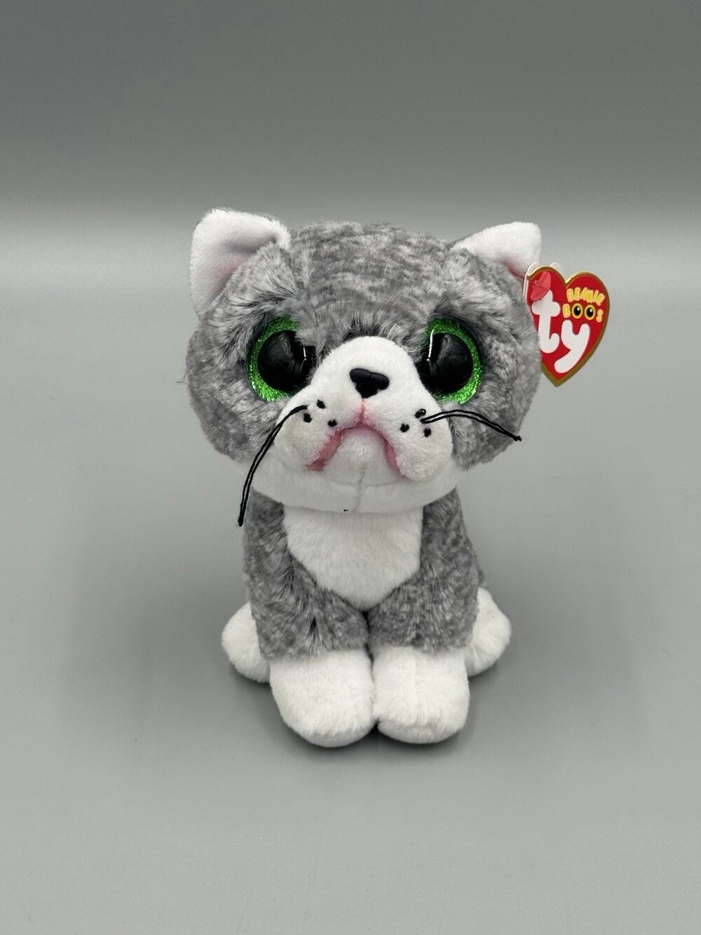 Ty Beanie Boos FERGUS the Gray & White Kitty Cat Plush Small 6” Stuffed Animal